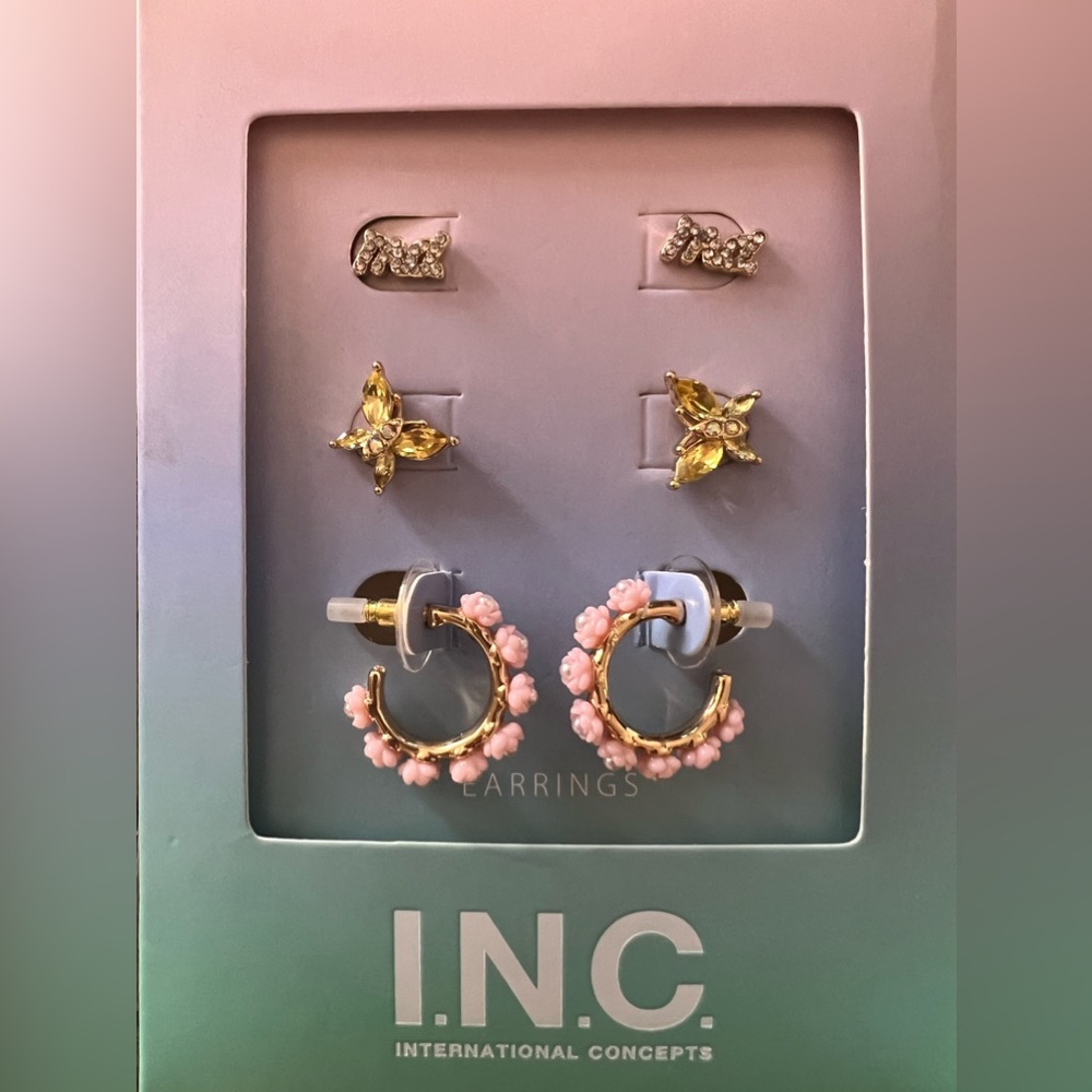 NWB I.N.C. Three Pairs Of Earrings In Box